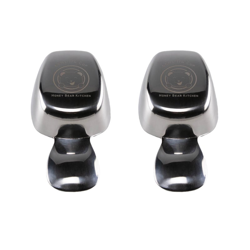 Honey Bear Kitchen 1/4 Cup 60 ml Leave-in Canister Scoops, Polished Stainless Steel (Set of 2) - Image 1